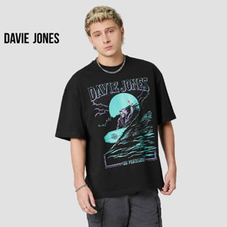 DAVIE JONES เสื้อยืดโอเวอร์ไซส์ เอ็กซ์ตร้า พิมพ์ลาย สีดำ Graphic Print Oversized Extra T-Shirt in black WA0131BK