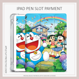 cartoon Doraemon เคสไอเเพด air1/2/3/4/5 mini4/5/6 เคส iPad 10.2 gen 7 8 9 gen10 case iPad pro11 2022 พร้อมถาดใส่ปากกา