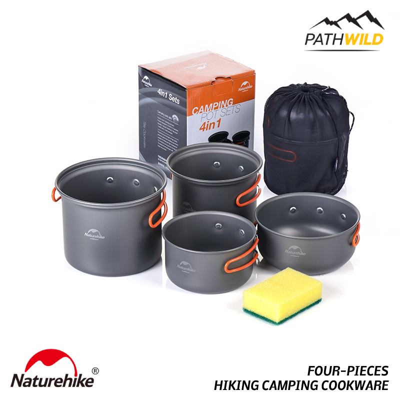 ชุดหม้อ NATUREHIKE NH FOURPIECE HIKING CAMPING COOKWARE CARBON ผลิตจา