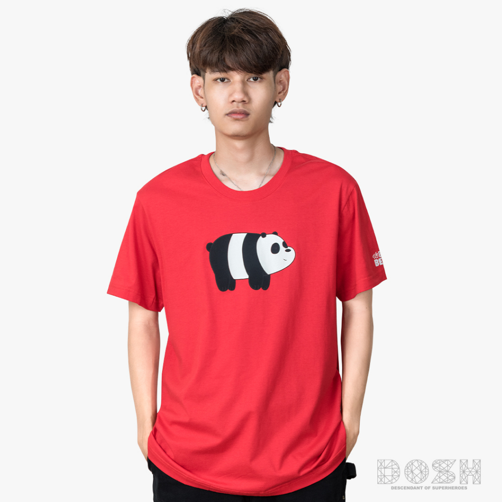 dosh-unisex-t-shirts-we-bare-bears-เสื้อยืด-คอกลม-แขนสั้น-สีแดง-รุ่นdbbmt5031-re