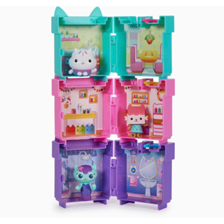 (ของแท้100%) Gabby’s Dollhouse, 3 Clip-On Playsets, with Cakey, Baby Box and Mercat Toy Figures