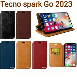 Tecno spark Go 2023ตรงรุ่น(พร้อมส่งในไทย)เคสฝาพับTecno spark Go 2023เคสกระเป๋าเปิดปิดแบบแม่เหล็ก เก็บนามบัตรได้