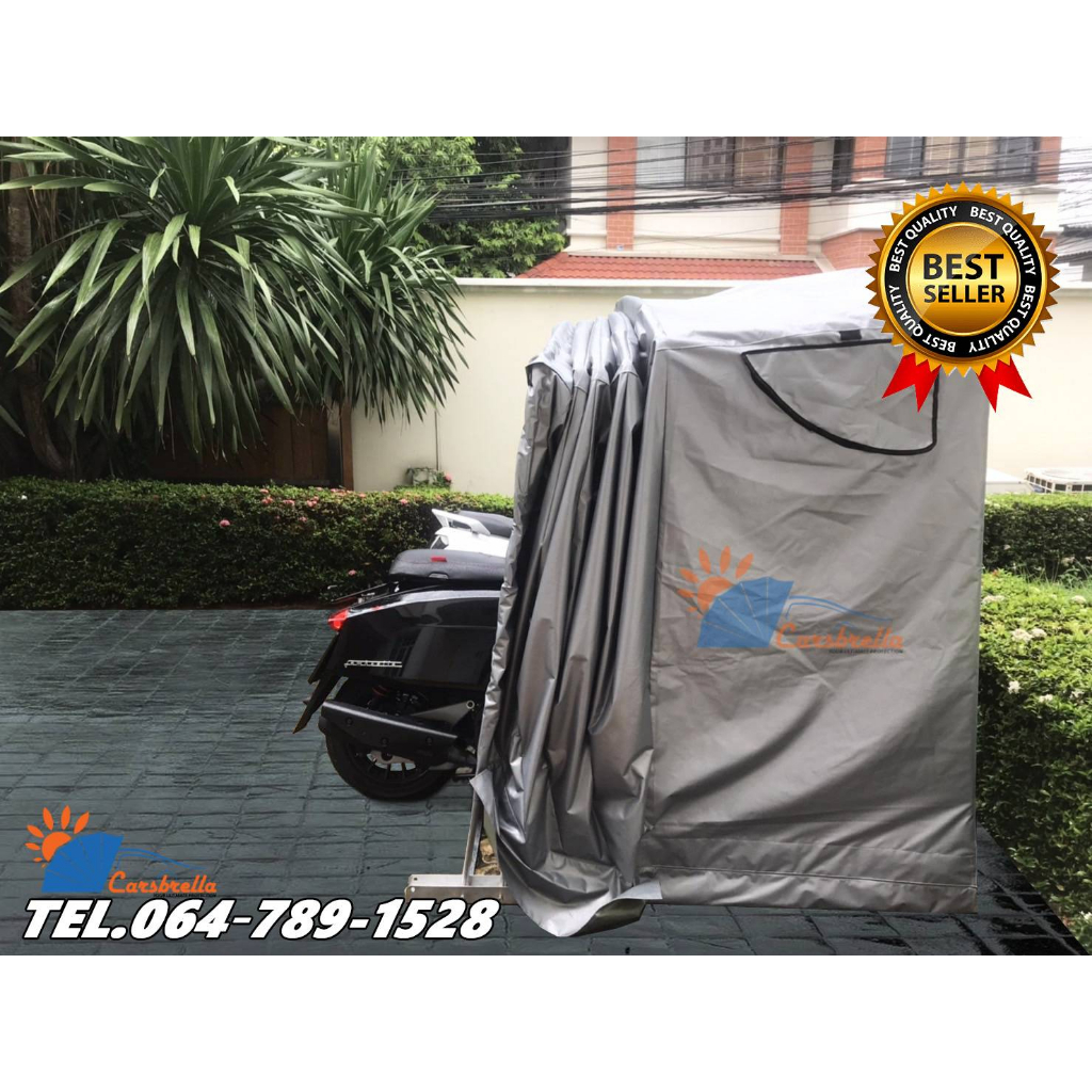 โรงจอดรถสำเร็จรูป-carsbrella-รุ่น-twin-scoot-aluminium-frame