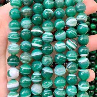 อาเกต Green Agate หินแห่งการเปลี่ยนแปลง สีเขียว เส้นยาว เกรด A