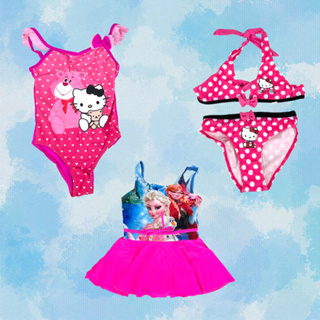 ชุดว่ายน้ำเด็กผู้หญิง บิกินี่เด็ก ลายการ์ตูน คิตตี้ เอลซ่า Kids Swimwear Swinsuit | Bluerubystore