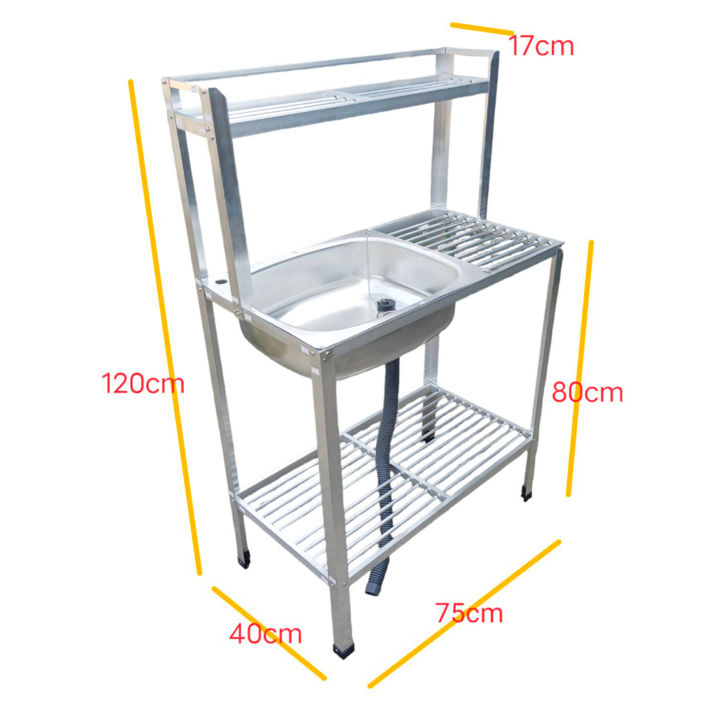 art-aluminium-อ่างล้างจาน-ซิงค์ล้างจาน-1-หลุม-2-ชั้น-พร้อมที่คว่ำจาน-ขนาด-40-x-75-x-120-ซม-ต่อข้าง-มีแผงด้านบน