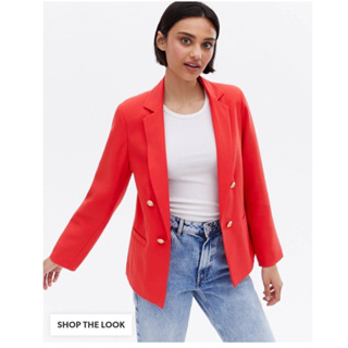 NEW LOOK Red Blazer With Gold Button