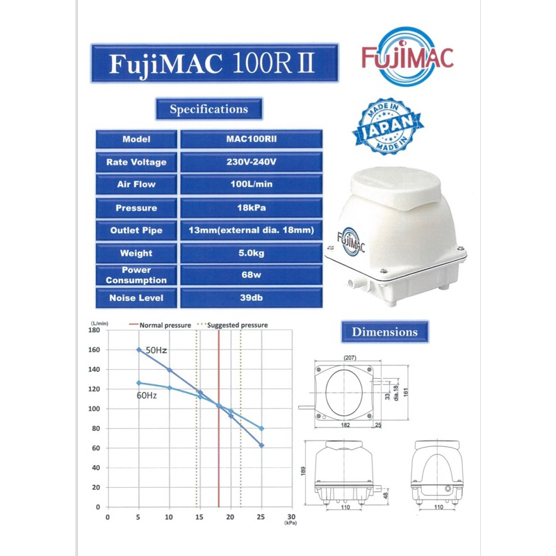 fuji-mac-fujimac-air-pump-100rii-จากญี่ปุ่น-ปั๊มลมเสียงเงียบ