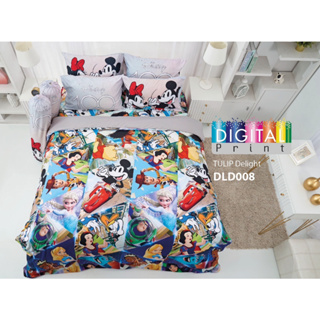ลิขสิทธิ์แท้💯%DLD008: ลายมิกกี้เมาส์ Mickey Mouse :Tulip Delight DIGITAL Print ทิวลิป ชุดผ้าปูที่นอน 3.5,5, 6 ฟุต ผ้านวม