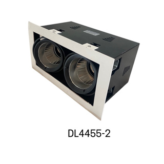 DL4455-2 ดาวน์ไลท์ฝังฝ้าปรับมุมหน้าได้ แบบ2ช่อง ขั้วเกลียว E27