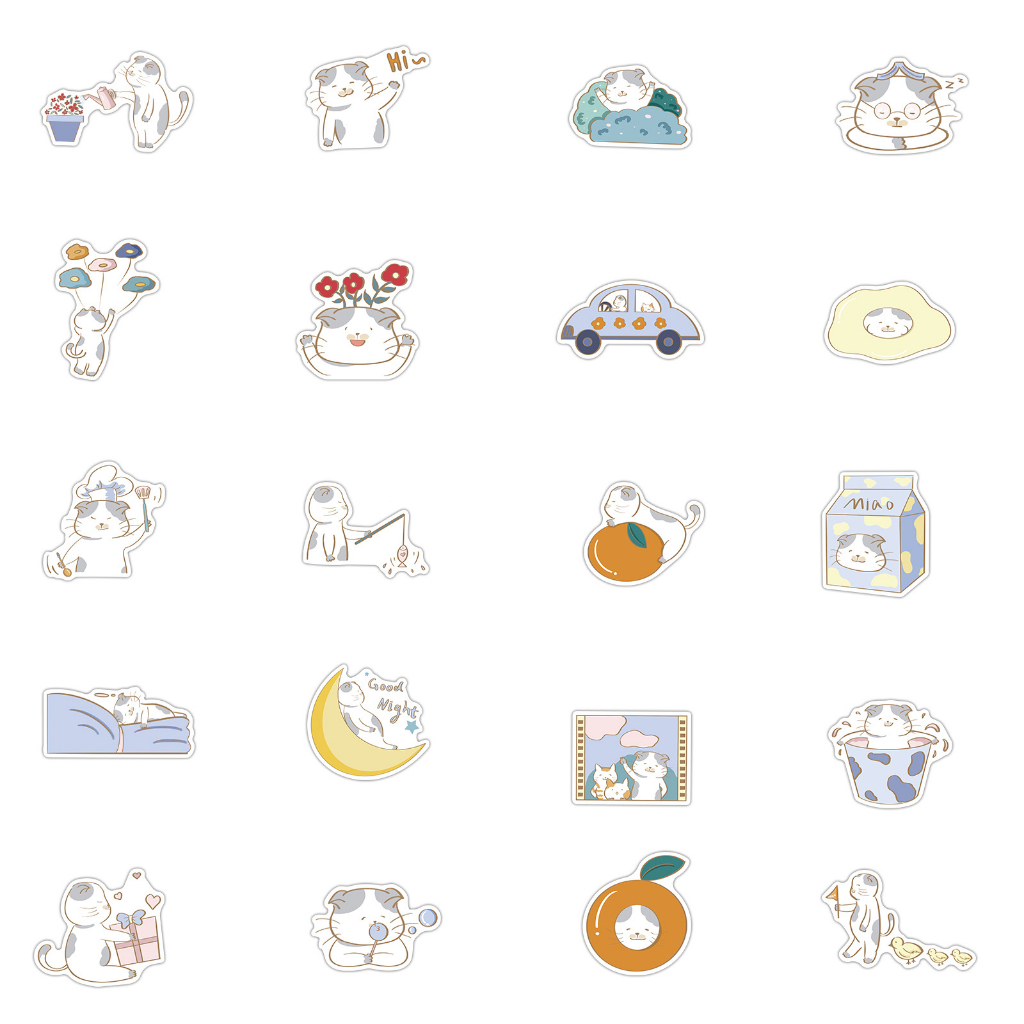 cute-cat-แมว-50แผ่น-sticker-กันน้ำ-สติ๊กเกอร์-ใช้ซ้ำได้-โทรศัพท์มือถื