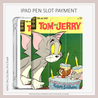 cat mouse Tom Jerry เคสไอเเพด mini6 air1/2/3/4/5 เคส iPad 10.2 gen7 8 9 case iPad 2022 pro11 10.9 gen10 พร้อมถาดใส่ปากกา
