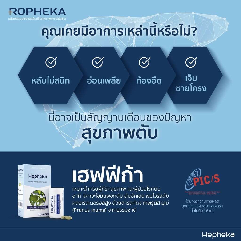 ภาพสินค้าHepheka เฮฟฟีก้า อาหารเสริมสำหรับตับ (6 กล่อง 180 เม็ด) จากร้าน rophekathailand บน Shopee ภาพที่ 1