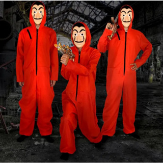 ราคาพร้อมส่ง!! ชุดนักโทษ+หน้ากากฟรี ทรชนคนปล้นโลก La casa de papel Dali mask jump suit dali money heist