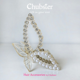 กิ๊บหนีบผม Hair Claw Clips กิ๊บหนีบผมใหญ่ ลายผีเสื้อ1 สีออกเหลืองครีม สำหรับรวบผม