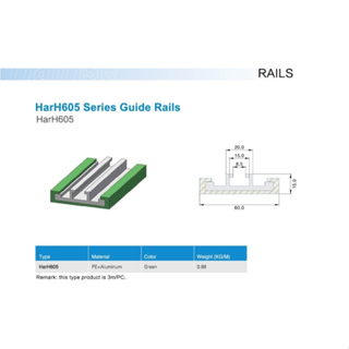 HarH605 Aluminum guide rails ตัวกั้นข้างสำหรับสร้างสายพานลำเรียงในโรงงานน้ำดื่มและโรงงานอาหาร 1 เส้นยาว 1เมตร