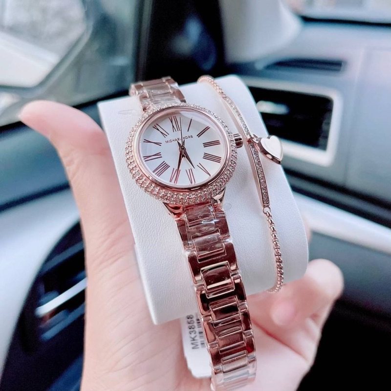 ผ่อน0-เซ็ทนาฬิกา-michael-kors-womens-taryn-rose-gold-tone-stainless-steel-watch-set-mk3858-หน้าปัด-25-มม-สร้อยข้อมือ