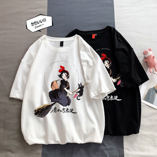 Kikis Delivery Service อนิเมะเสื้อยืด Kiki Miyazaki Ghibli เสื้อยืดผู้หญิงสไตล์เต็มขีด Top Tee