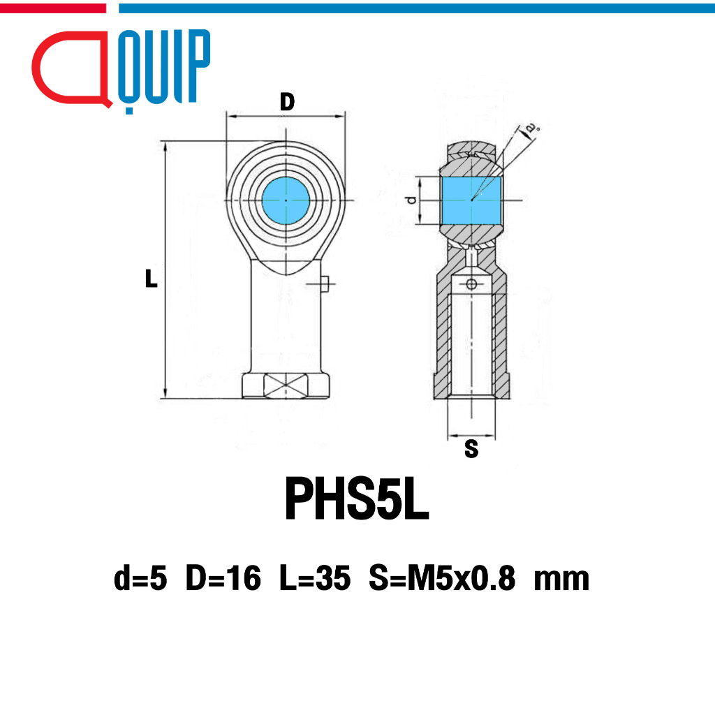 phs5l-sbc-m5x0-8-ลูกปืนตาเหลือกตัวเมียเกลียวซ้าย-ลูกหมากคันชัก-inlaid-liner-rod-ends-with-left-hand-female-thread-phs5-l