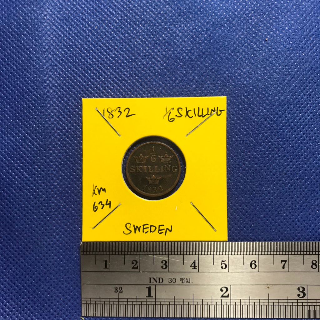 special-lot-no-60510-ปี1832-สวีเดน-1-6-skilling-เหรียญสะสม-เหรียญต่างประเทศ-เหรียญเก่า-หายาก-ราคาถูก