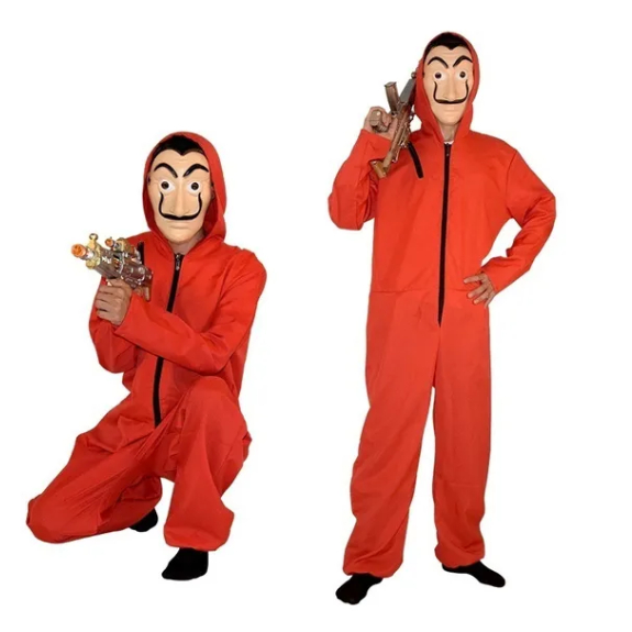 ภาพสินค้าพร้อมส่ง  ชุดนักโทษ+หน้ากากฟรี ทรชนคนปล้นโลก La casa de papel Dali mask jump suit dali money heist จากร้าน mkshop99 บน Shopee ภาพที่ 5