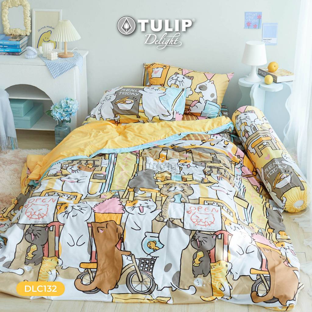 ผ้าปู-ผ้านวม-ขนาด-3-5ฟุต-หมา-แมวจ๋า-ลิขสิทธิ์แท้-tulip-delight-มาใหม่