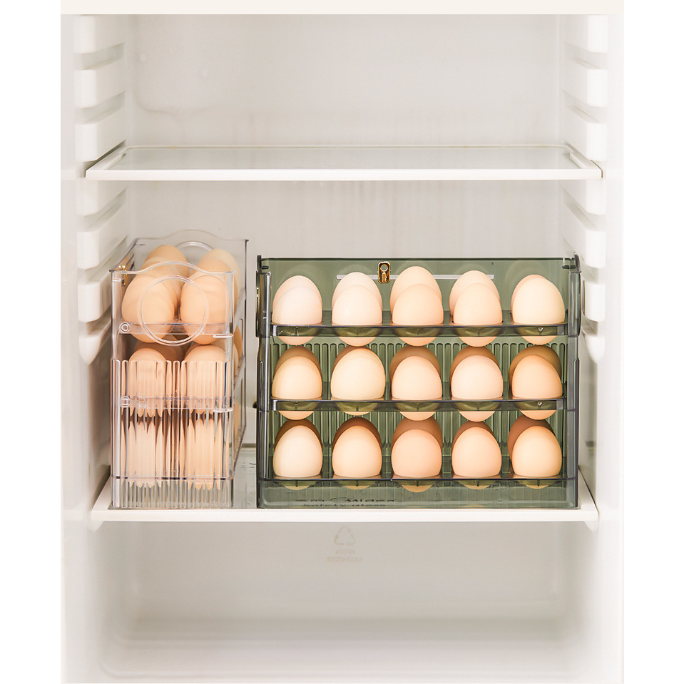 ชั้นเก็บไข่ในตู้เย็น-ชั้นวางไข่3ชั้น-สามารถวางข้างประตูได้พอดี-สินค้าพร้อมส่ง-wookee