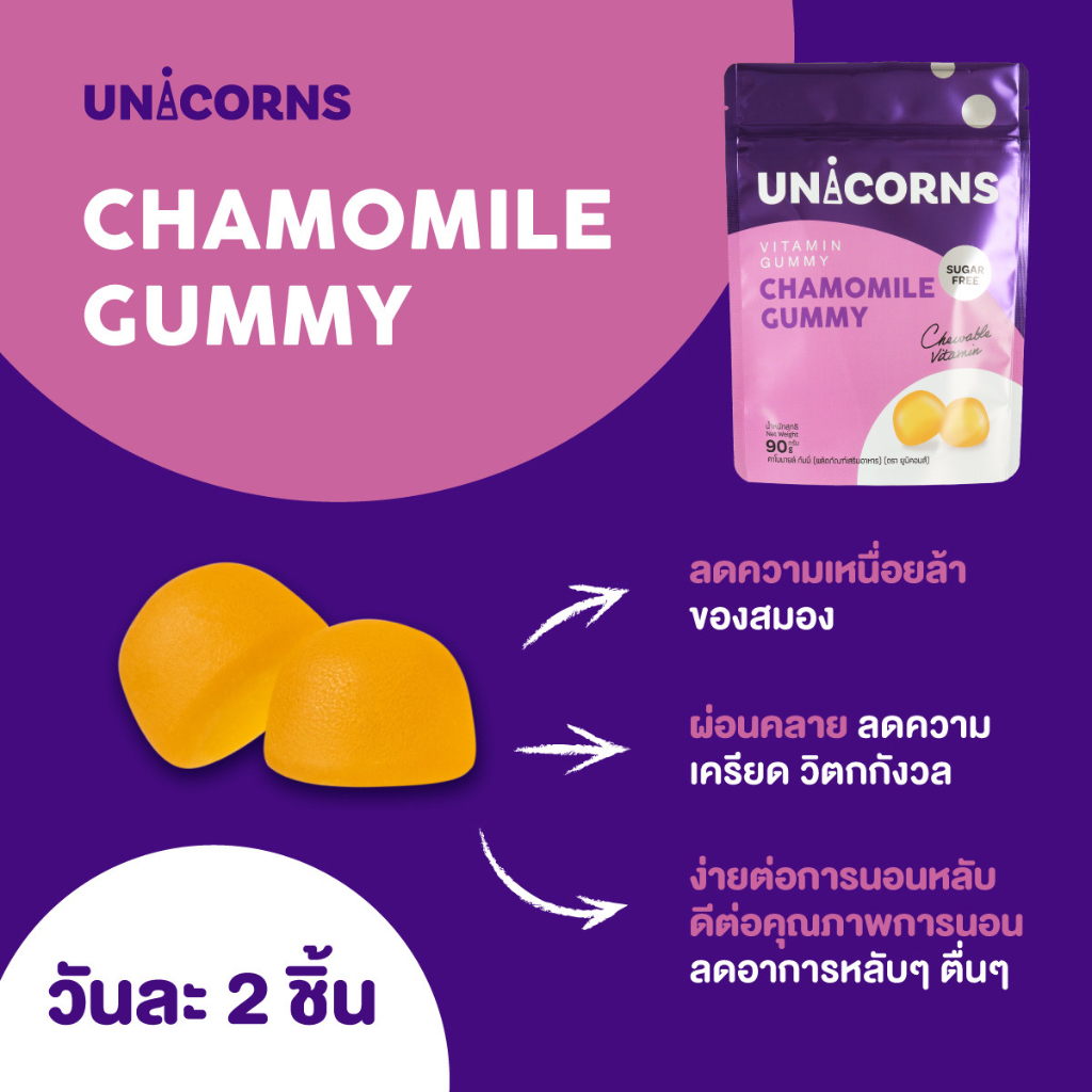 2-แถม-2-unicorns-chamomile-gummy-คาโมมายล์-กัมมี่-ลดความเหนื่อยล้า-ผ่อนคลาย-นอนหลับง่าย-หลับสนิท-ลดการหลับๆตื่นๆ