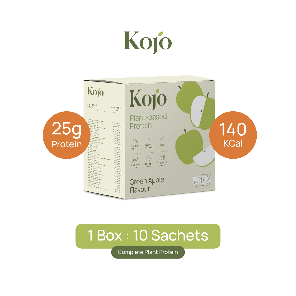 ภาพหน้าปกสินค้า1 Box: Kojo Plant Based Protein Green Apple Flavour โปรตีนจากพืช รส แอปเปิ้ลเขียว 1 กล่อง
