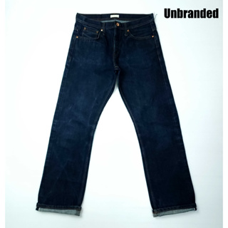 ยีนส์ริมแดง Selvedge Unbranded เอว 33-34 ผ้าด้านสีเข้ม แตกลายสวย ขากระบอก