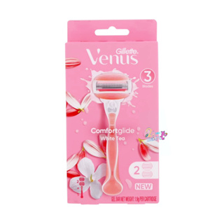 Gillette Venus Spa Comfort Glide ยิลเลตต์ วีนัส สปา คอมฟอร์ด ไกล์ด ไวท์ ที ด้ามพร้อมใบมีด 2 ใบ ยิลเล็ต