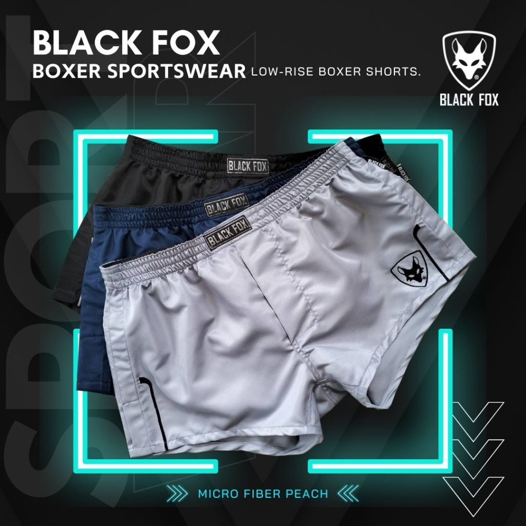 BLACK FOX กางเกงบ็อกเซอร์สปอร์ตแวร์ ขาสั้น ทรงเข้ารูป เอวต่ำ มีซับ