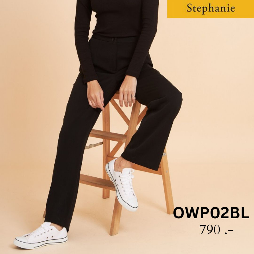 stephanie-กางขายาวสีดำ-ขาทรงบาน-owp02bl