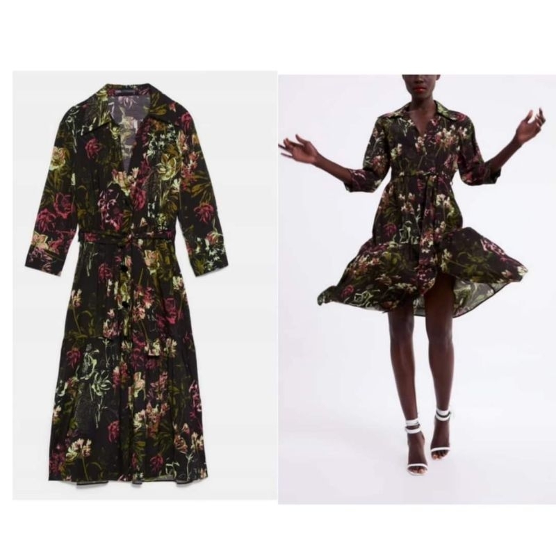 ZARA FLORAL PRINT DRESS Shopee Thailand