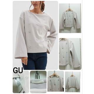 G41✨️G U เสื้อปักคริสตัล+มุกด้านหน้าPullover ✨️size S