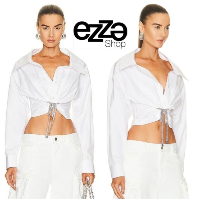 ezze-hi-end-collection-ใหม่-alexander-wang-crystal-embellished-cropped-shirt