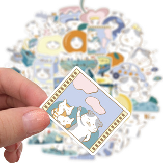 Cute cat แมว 50แผ่น STICKER กันน้ำ สติ๊กเกอร์ ใช้ซ้ำได้  โทรศัพท์มือถื