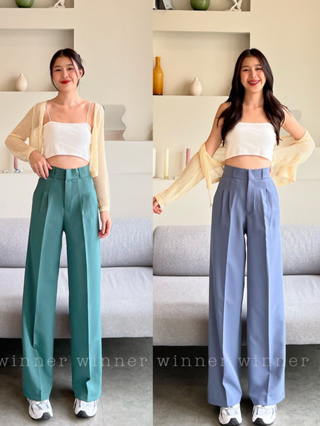 กางเกงผู้หญิง ขากระบอก เอวสูง ซิปหน้า S-XL เก็บทรง พรางสะโพก สไตล์เกาหลี