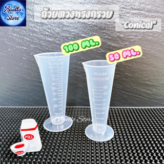 Conical ถ้วยตวง ถ้วยตวงพลาสติก ไซรัป นมข้น และของเหลวอื่ืน ๆ (พลาสติกเกรด A เหนียว ทน ปลอดภัย)