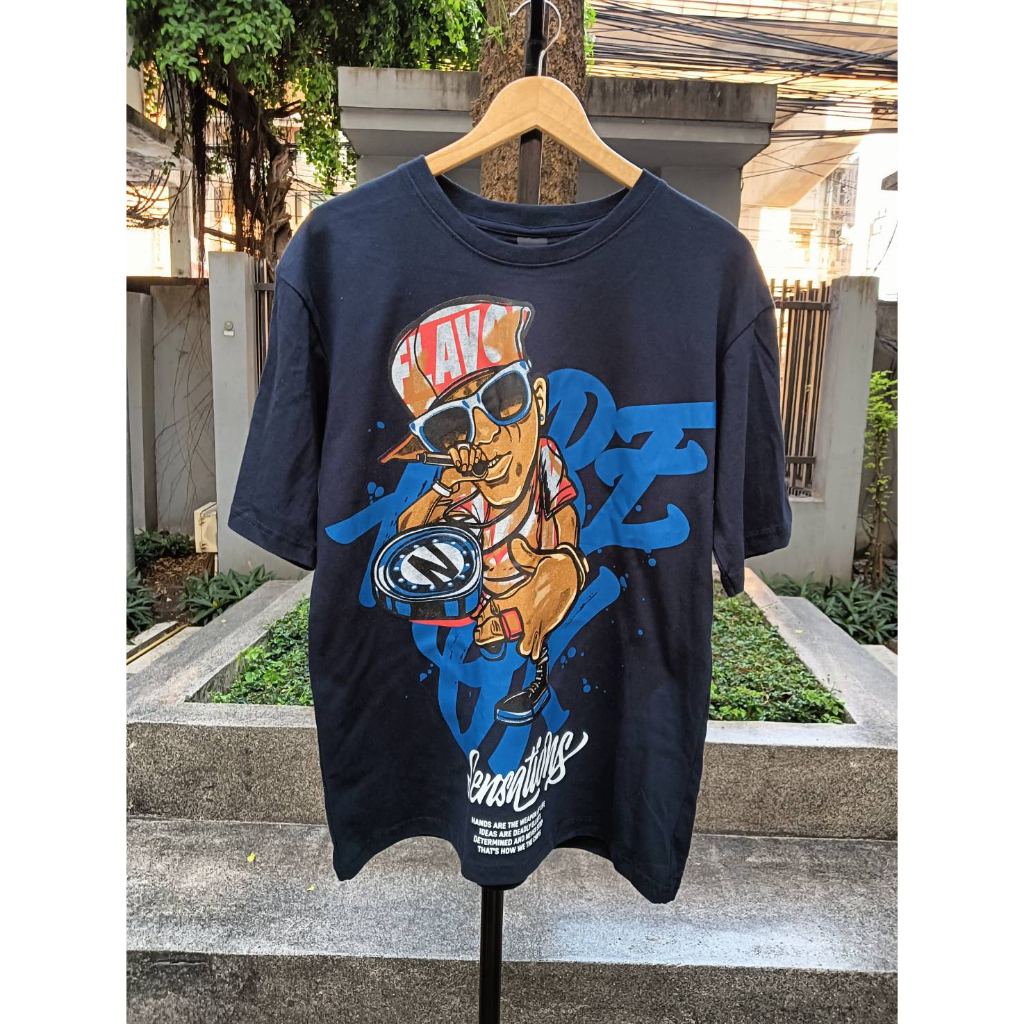 เสื้อยืดhiphop-แนวสตรีท-ผ้าคอตตอน-ทรงโอเวอร์ไซส์-งานสกรีน-ไมใช่งานพิมพ์