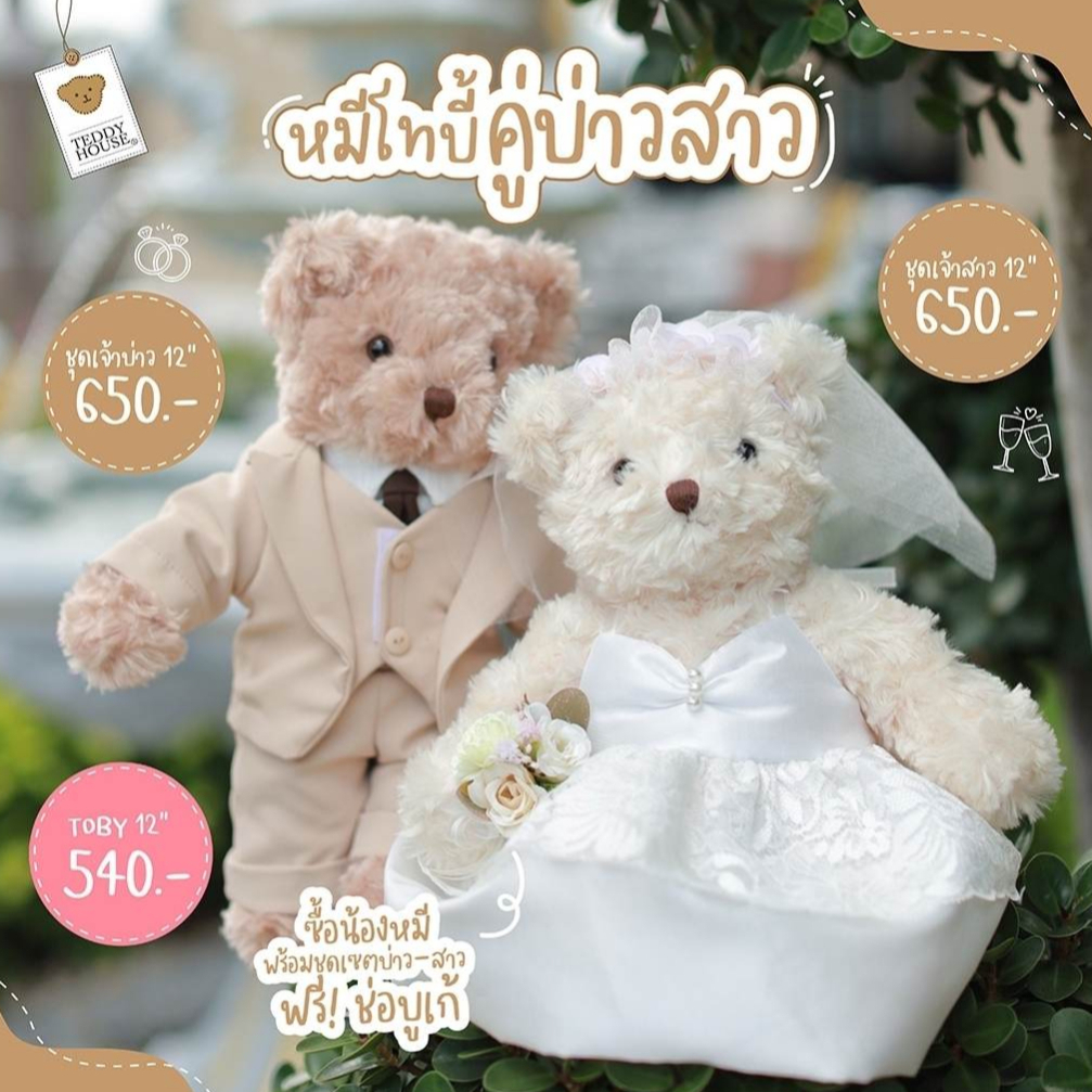 ตุ๊กตาหมีคู่แต่งงาน-wedding-teddy-house