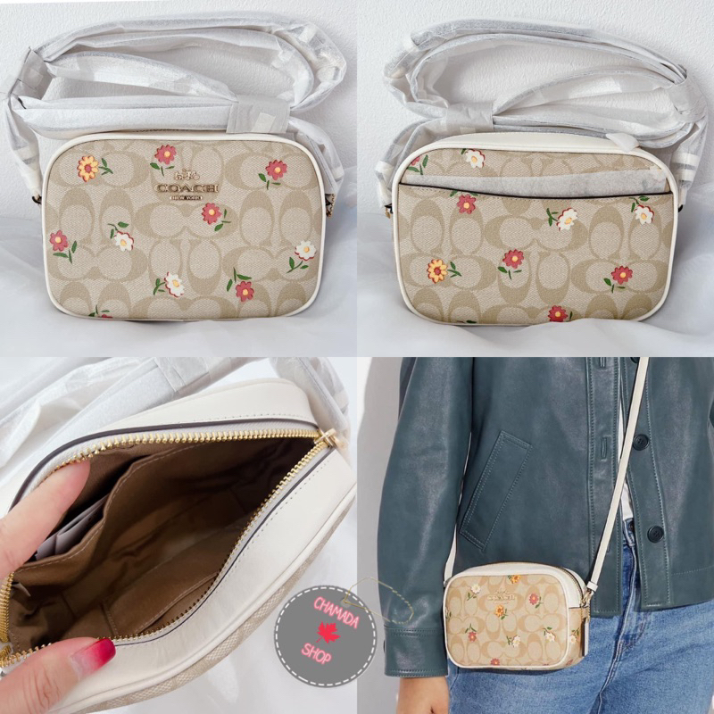 mini-jamie-camera-bag-in-signature-canvas-with-nostalgic-ditsy-print-style-no-ch475-แท้