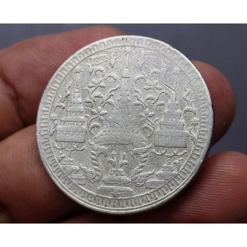 เหรียญ-1บาท-ปี-พศ-2403-เหรียญโบราณ-แท้-สมัย-ร-4-เนื้อเงิน-พระมหามงกุฎ-พระแสงจักร-รัชกาลที่4-เงินโบราณ-หลังช้าง