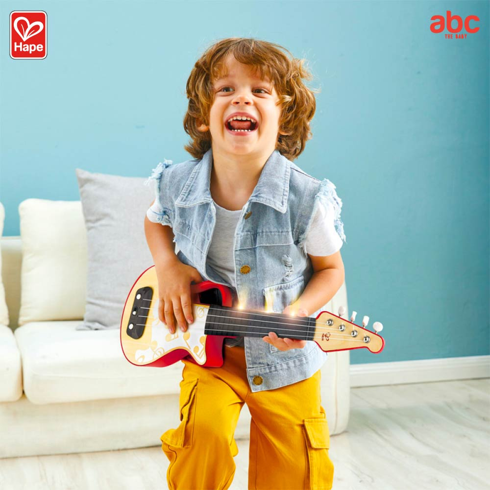 hape-ของเล่นไม้-ของเล่นดนตรี-อูคูเลเล่ไฟฟ้า-learn-with-lights-ukulele-ของเล่นเสริมพัฒนาการ-3-ขวบ-ขึ้นไป