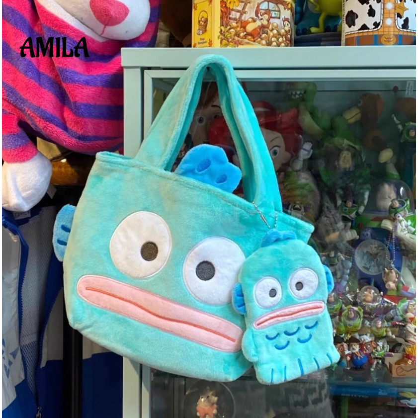amila-sanrio-hunton-กระเป๋าใส่เหรียญตุ๊กตาปลาน่าเกลียดน่ารักกระเป๋าถือมัลติฟังก์ชั่น