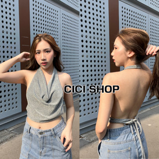 Cicishop(J323)เสื้อคล้องคอเว้าหลังดีเทลสายผูกโบว์หลังถ่วงคอแซ่บมากสายฝอสุดๆ