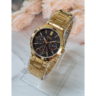 ภาพหน้าปกสินค้านาฬิกา Casio LTP-V300G-1A  นาฬิกาข้อมือสำหรับผู้หญิง สายแสตนเลสสีทอง หน้าปัดดำ - ของแท้ 100% ประกันศูนย์ CMG 1 ปี ซึ่งคุณอาจชอบสินค้านี้