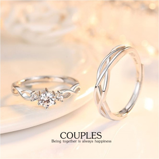 s925 Couples ring 8 แหวนคู่รักเงินแท้ รักนิรันดร์ ประดับด้วย Cubic Zirconia (CZ) ปรับขนาดได้