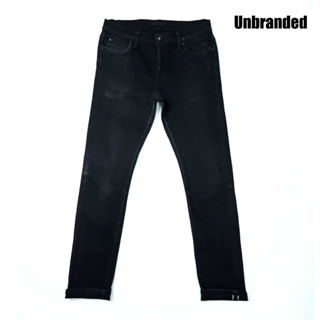 ยีนส์ริมแดง Selvedge Unbranded เอว 32-33 สีดำ Superblack ผ้านุ่มยืด ขาเดฟ