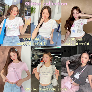 สินค้า Cintage♡ CT1484 Glitter collection by cintage 💖 เสื้อครอป เสื้อยืด